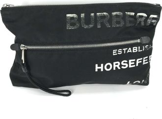 Burberry Black White Nylon Clutch Bag Pouch (Pre-Owned)