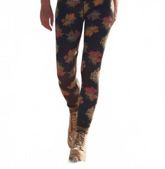 The Great Outdoors Journey Ultra Soft Peached Finish Legging In Black Palisades Floral