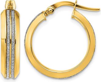 Diamond2Deal 14K Yellow Gold Glitter Infused Round Hoop Earrings