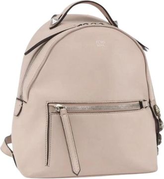 Fendi Pre-owned Vintage Rugzak - Dames - Vintage Rugzakken - Beige - ONE Size - Leer - Vintage