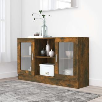 vidaXL Vidaxl - Vitrina Madera Contrachapada Roble Ahumado 120x30,5x70 Cm