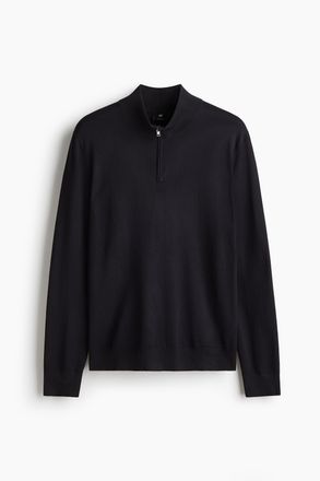 H&M Pullover mit kurzem Zipper in Regular Fit - Marineblau
