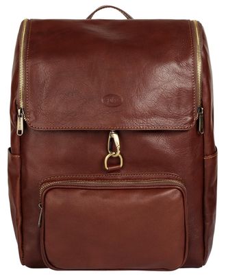 Pik&eacute; Laptoprucksack PIK&Eacute;, Gr. B/H/T: 40cm x 31cm x 14cm, onesize, braun, Leder, Rindsleder, Rucks&auml;cke Laptoprucksack, echt Leder, Made in Italy