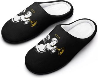 Generic Flying Angeles with Trumpet Mens Slippers Comfortable And Non-slip Cotton Slipper Shoe for House