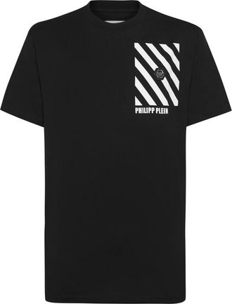 Philipp Plein Rondhals T-shirt Strepen - Heren - T-shirts - Zwart - 3XL - Katoen - Tops