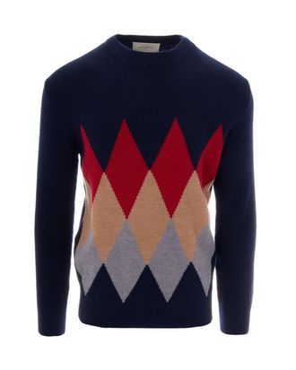 Ballantyne Diamond Argyle Wool Crewneck Sweater