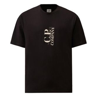 C.P. Company T-Shirts, male, Black, Size: S 30/1 Jersey Short Sleeve Printed T-Shirt