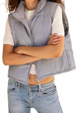Mauritius Ellice Leather Puffer Vest In Light Blue
