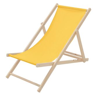 ECD Germany Silla De Playa Madera De Pino 3 Posiciones De Reclinaci&oacute;n Plegable Tumbona Tradicional Para Jard&iacute;n O Balc&oacute;n Amarilla Impermeable Hasta 120kg Tejido Ox