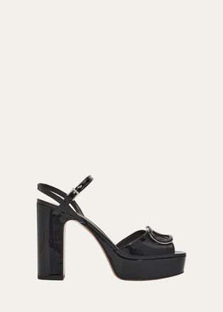 Valentino Garavani 115mm VLogo Patent Leather Platform Sandals
