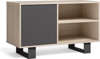 Skraut Home Skraut Home - Mueble Tv 100 Con Puerta Izquierda, Sal&oacute;n Comedor, Modelo Wind, Color Estructura Roble, Color Puerta Gris Antracita, Medidas 95x40x57cm 