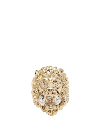 Gucci 20th Century Gold Plated Crystal Lion Head Ring costume ring - Oro