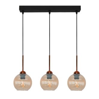 OEM L&aacute;mpara De Techo Colgante, Voladiza, Alargada, Con Bolas &Aacute;mbar, Estilo Industrial Loft, 3xe27 Vertical, 15-044