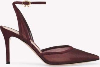 Gianvito Rossi Dorotea DOrsay 85 Ankle Pump in Burgundy Fabric at Nordstrom, Size 41.5
