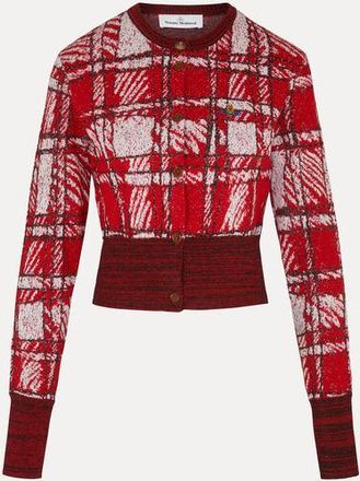 Vivienne Westwood Scribble Check Cardigan Wool Viscose Blend Red XS Women
