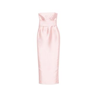 Solace London Britt Pleated Strapless Gown - female - Solace London - Gowns - Pink - XS - Dresses