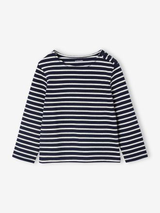 Vertbaudet M&auml;dchen Ringelshirt mit Recycling-Baumwolle marine