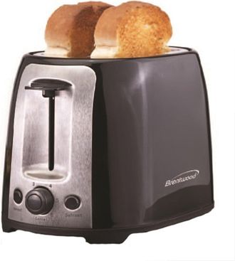 Brentwood 2 Slice Cool Touch Toaster ; Black and Stainless Steel