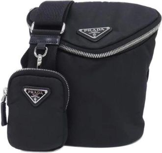 Prada Pre-owned Tessuto Vitello Schoudertas - Dames - Vintage Schoudertas - Zwart - ONE Size - Leer - Vintage