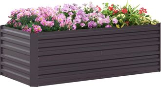 OUTSUNNY Galvanised Steel Outdoor Raised Bed w/ Reinforced Rods - Dark Grey | TJ Hughes