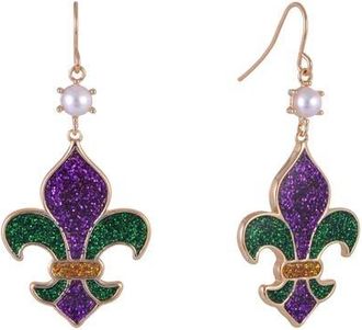 Hallmark Fleur De Lis Earrings for Mardi Gras in Purple at Nordstrom