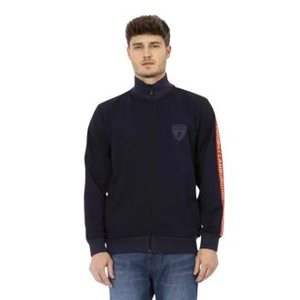 Automobili Lamborghini Blauwe Sweatshirt met Rits en Mouwdetail - Heren - Vesten met rits - Blauw - 2XL - Katoen - Hoodies & sweatvesten
