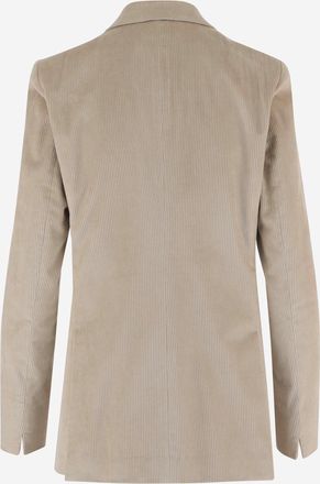 Lardini Womens Double-Breasted Ivory Cotton Blend Jacket