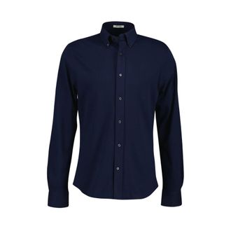GANT Klassiek Heren Jersey Overhemd - Heren - Overhemden - Blauw - Maat: L Jersey