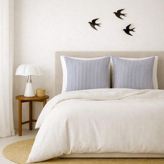 Febronie Juego de cama (65x65) algod&oacute;n lavado blanco / azul tormenta 260x240