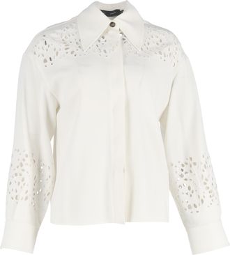 Proenza Schouler Proenza Schouler Broderie Anglaise cr&ecirc;pe overhemd in wit triacetaat