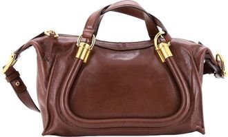Chlo&eacute; Brown Leather Paraty 24 Handbag Small (Authentic Pre-Loved)