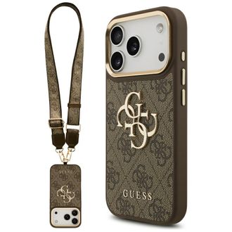 OEM Funda Guess 4g Big 4g Classic Logo Bigstrap Con Botones Met&aacute;licos Para Iphone 17 Pro, Color Marr&oacute;n