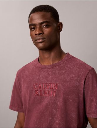 Calvin Klein Jeans Calvin Klein Mens Powder Wash Crewneck Tee - Red - 2XL