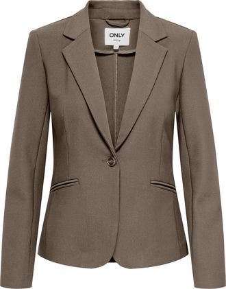 Only Kurzblazer ONLY ONLRYNA LIFE LS UNLIN FIT BLAZER TLR ZLO, Damen, Gr. 34, walnut, Web, Obermaterial: 94% Polyester, 6% Elasthan, unifarben, normal, V-A