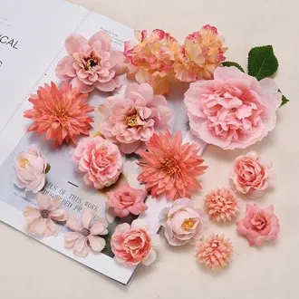 OEM Un Conjunto De Flores Artificiales, Cabezas De Flores De Seda Naranjas Para Proyectos De Manualidades, Y Accesorios, Rosa