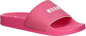 Msgm Msgm, Schoenen, Dames, Roze, 38 EU, Logo-embossed Slides
