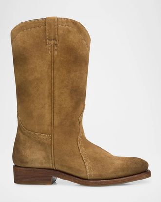 Jil Sander Suede Mid-Calf Western Boots