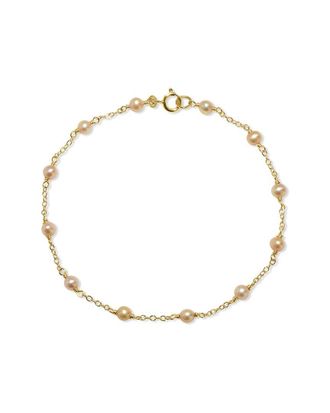 Jewelmak 14K Champagne Pearl & Pearl Bracelet