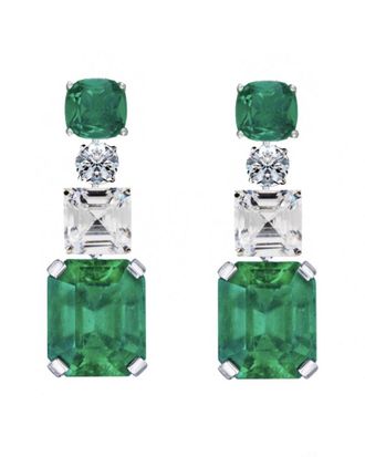 Liv Oliver Silver Plated 5.75 Ct. Tw. Gemstone Cz Drop Earrings