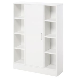 Kleankin Armario De Suelo Para Ba&ntilde;o De Madera Con 8 Compartimentos Abiertos Y 1 Puerta Con Estantes Ajustables Mueble Auxiliar Para Cocina Sal&oacute;n 71x22x100 Cm