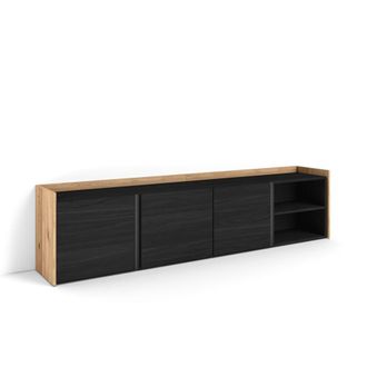 Skraut Home Mueble tv efecto madera negro y roble 207x35x50cm