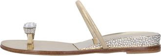 Casadei Leren muiltjes met Swarovski-kristallen - Dames - Sandalen - Geel - 35 EU - Leer - Schoenen