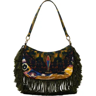 Desigual Fringe Trim Shoulder Bag in Light Green at Nordstrom