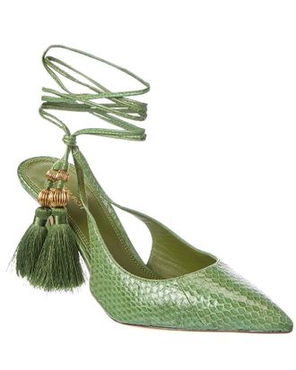 Tory Burch Capri Wrap Snake-Embossed Leather Pump