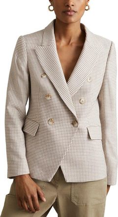 Reiss Elisa Double-Breasted Textured Check Wool-Blend Blazer