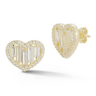 Glaze Jewelry Sterling Silver Baguette Heart Studs