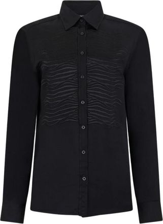 Roberto Cavalli Katoenen overhemd met geborduurd zebra-motief - Dames - Overhemden - Zwart - XS - Katoen - Overhemden