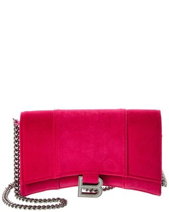 Balenciaga Hourglass Velvet Wallet On Chain