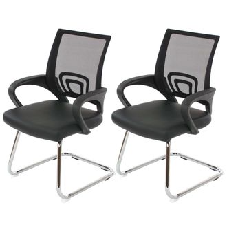 Hhg Hhg - Lote De 2 Sillones De Conferencia Ancona, Sill&oacute;n De Visita, Polipiel Certificada Mvg, Negro