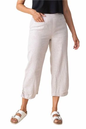 Habitat Solid Pleat Button Capri Pants In Oatmeal